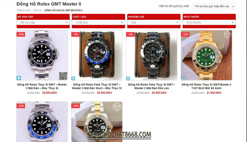 Đồng Hồ Chất 8668 - Đơn vị phân phối đồng hồ Rolex GMT Master II Replica 1:1