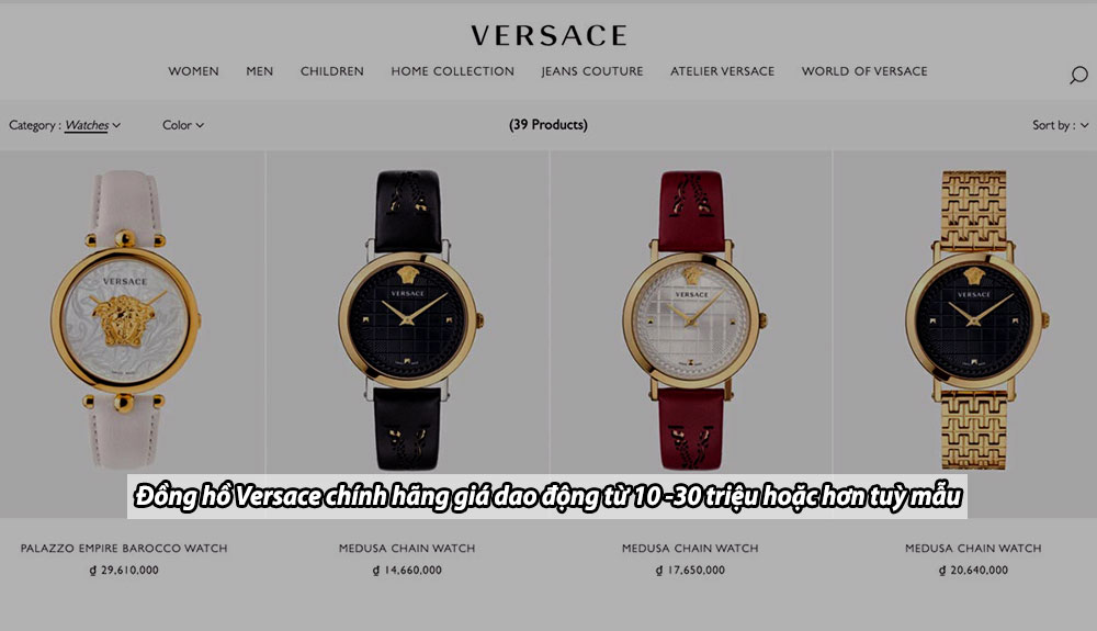 Giá đồng hồ Versace chính hãng