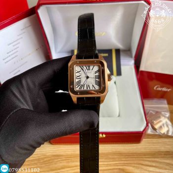 Đồng hồ nước nữ giới Cartier Super Nhái Santos Midsize Rose Gold WGSA0012